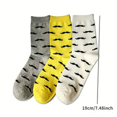 Men's Mustache Print Casual Cotton Socks