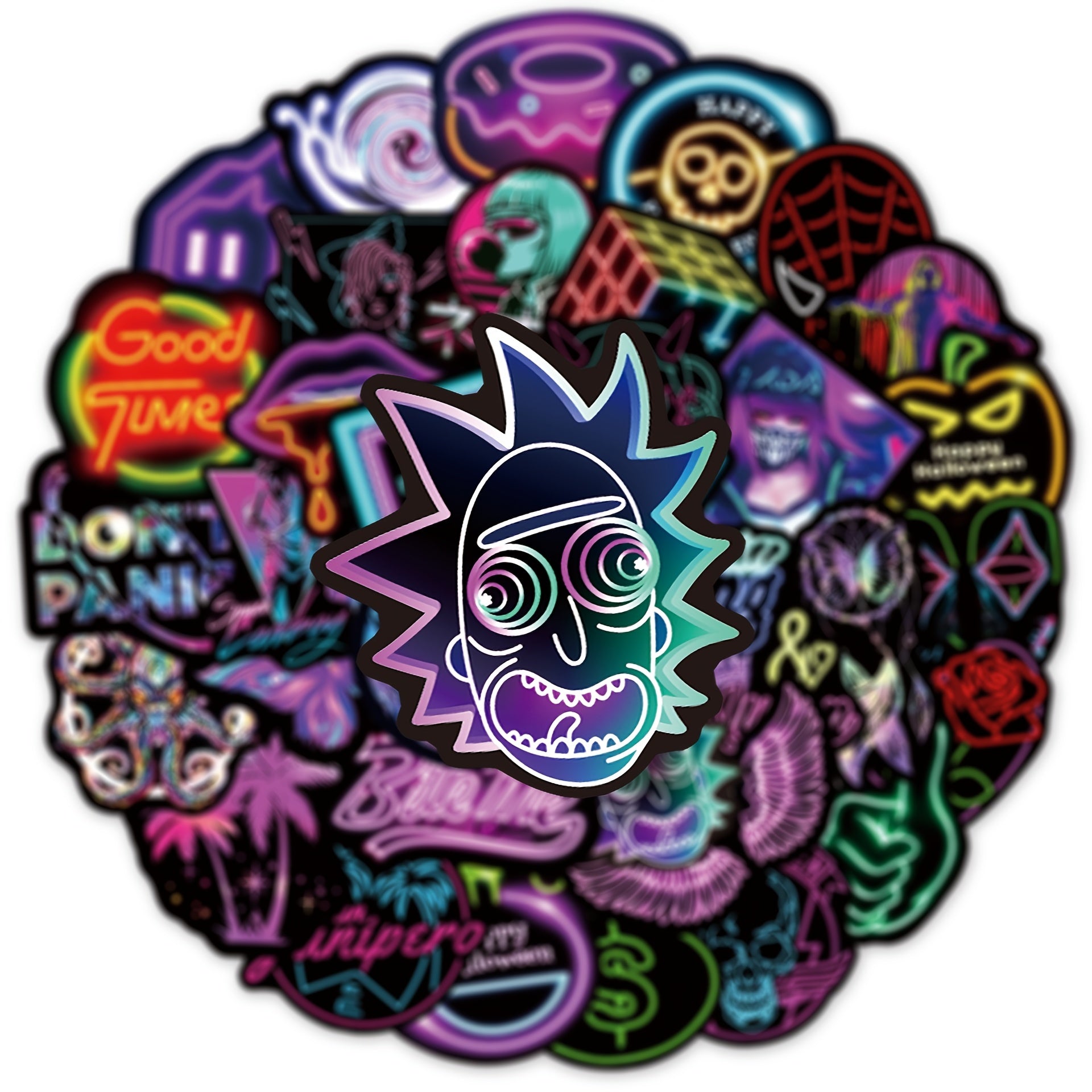 50PCS Neon Crow Stickers Waterproof PVC Stickers