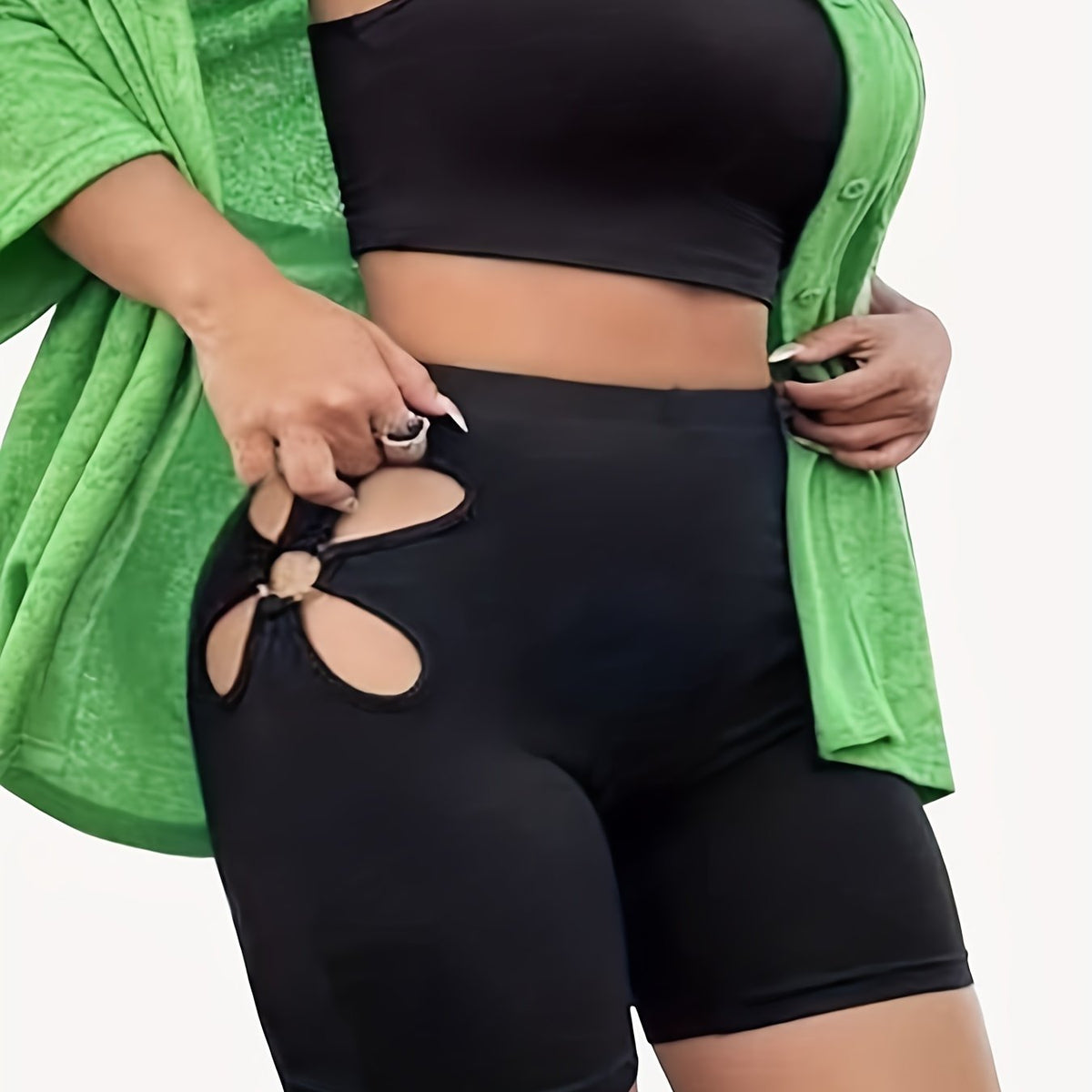  Women's Cut Out High Rise Skinny Fitness Shorts