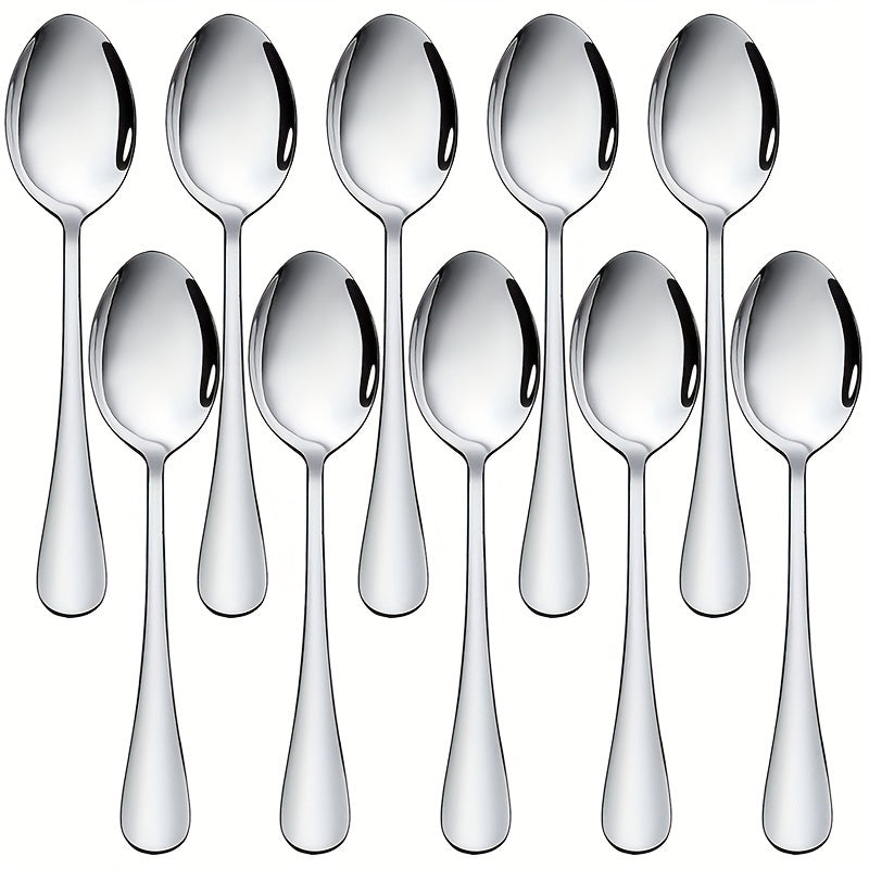 10pcs Stainless Steel Dinner Spoons Set for Kitchens & Restaurants