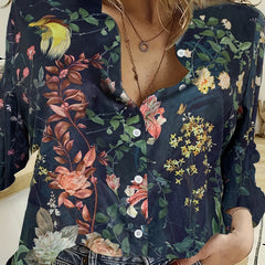  Boho Blouse Women's Floral Print Long Sleeve Shirt