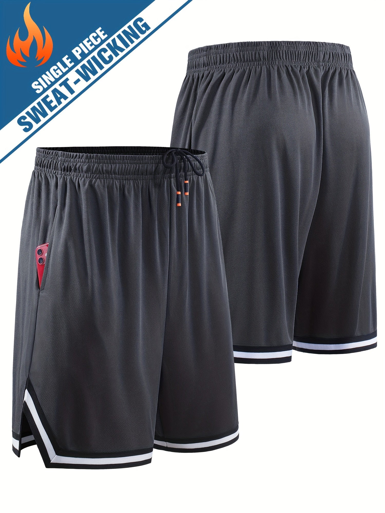 Men's Quick Dry Sports Shorts Elastic Waistband Stretchy Fabric