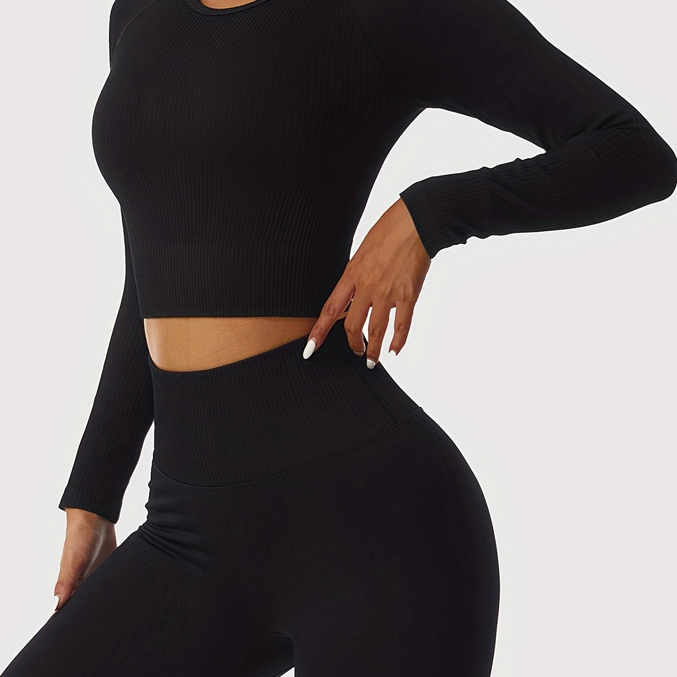 Yoga Set Long Sleeve Crop Top and Butt Lifting Leggings