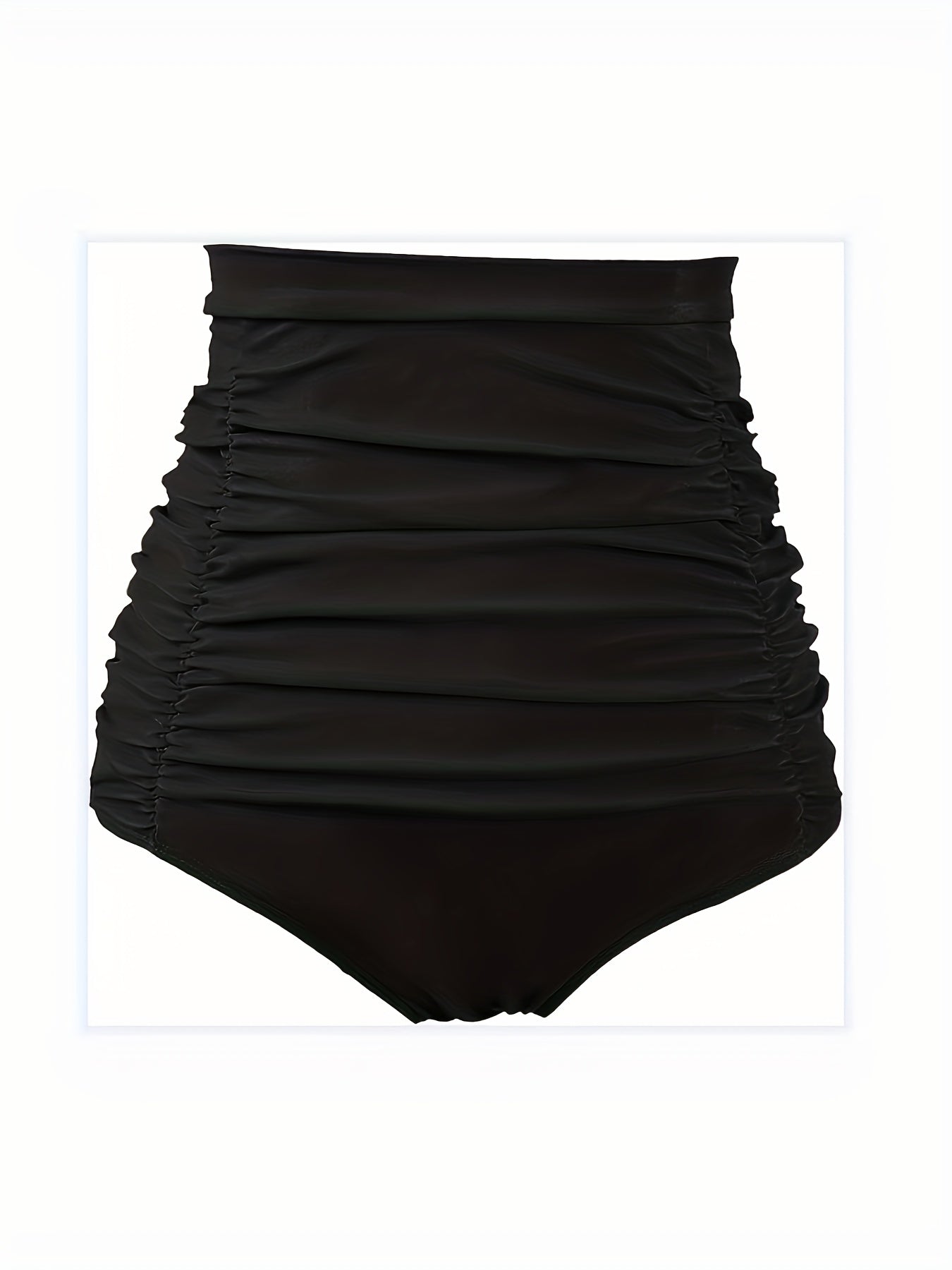  Solid Ruched High Waist Bikini Bottoms