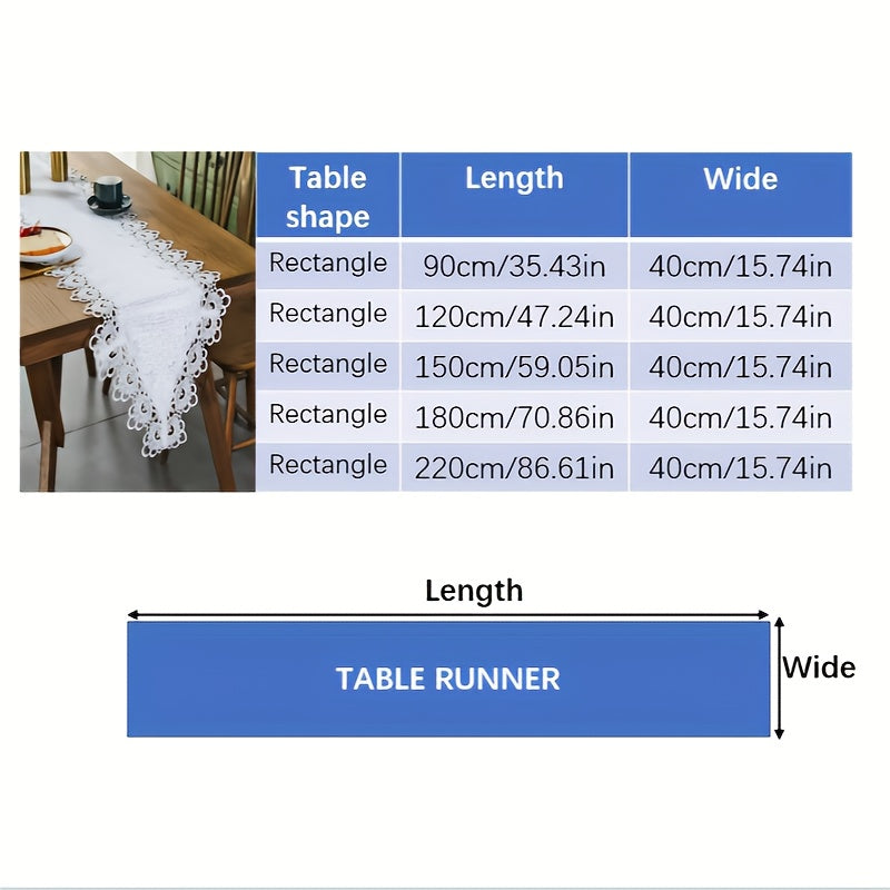 Polyester Lace Embroidery Table Runner Solid Table Cover