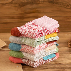 5 Pairs Geometric Pattern Colorblock Socks for Women