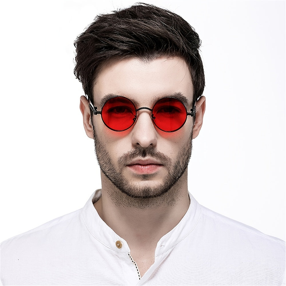 Vintage Steampunk Red Sunglasses Round Punk Retro Sun Glasses Goggles