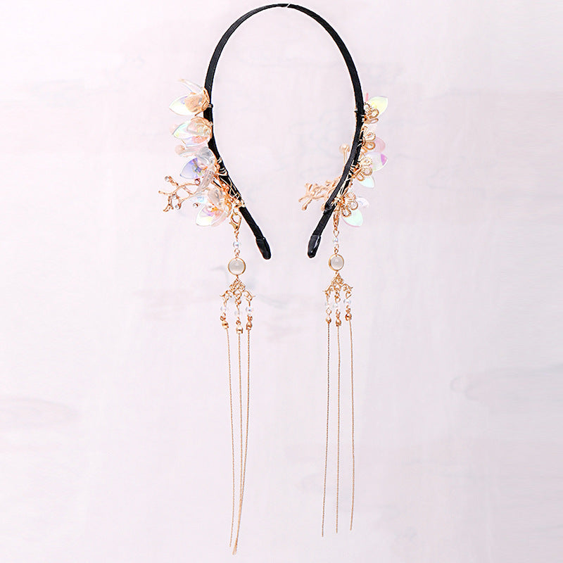 Vintage Chinese Style Hanfu Hairband with Flower Tassel