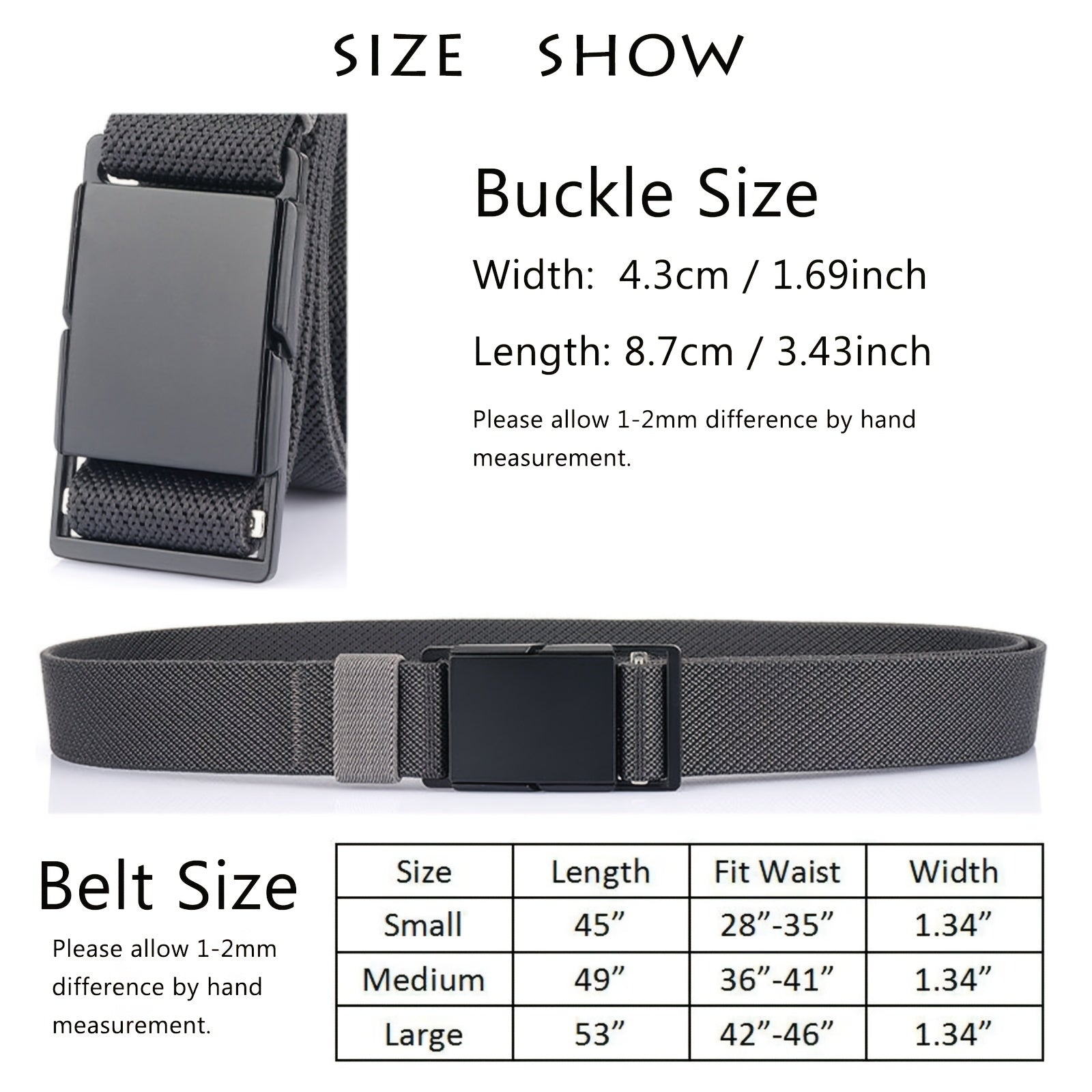 Men's Metal Magnetic Buckle Elastic Belt 3 Wide