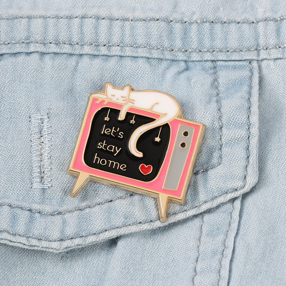 Creative Kitten TV Brooch Enamel Pin Anti-Exposure Waist Backpack Accessory