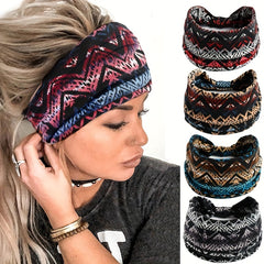 Boho Style Elastic Sports Headband Wide Brim Yoga Headband
