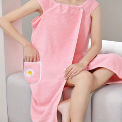 Coral Fleece Bathrobe Strong Absorption Spa Wrap Towel