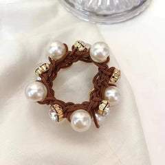 Faux Pearl Hair Tie Head Jewelry Ponytail Hair Rope Crystal Elastic Hair Tie