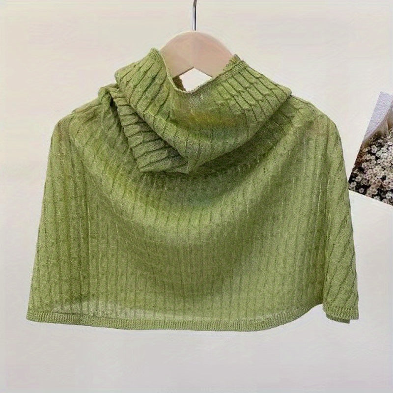 Ribbed Knitted Shawl Solid Thin Breathable Neck Gaiter Sunscreen Scarf