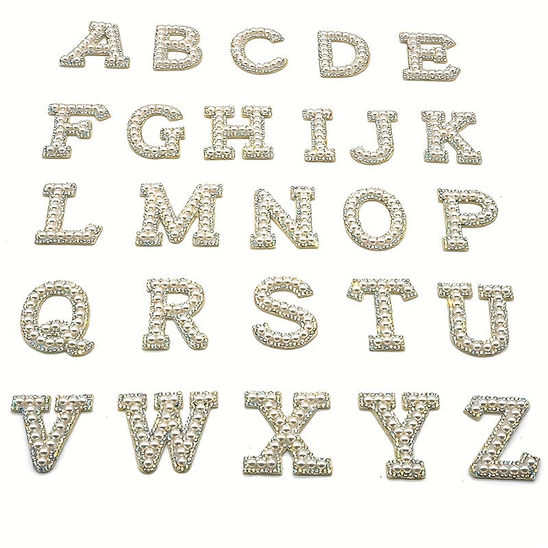 26pcs Faux Pearl English Letter Stickers for Clothes Decorative Patches