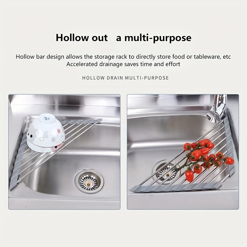 1pc Folding Triangular Drain Rack Kitchen Sink Storage Rack