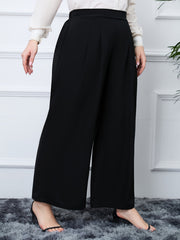  Plain High Rise Loose Fit Wide Leg Pants