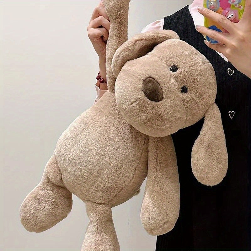 Beige Plush Puppy Toy Soft Stuffed Dog Brown Ears & Paws