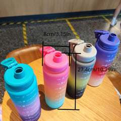 Gradient Matte Plastic Water Cup Sports Bottle 1000ml