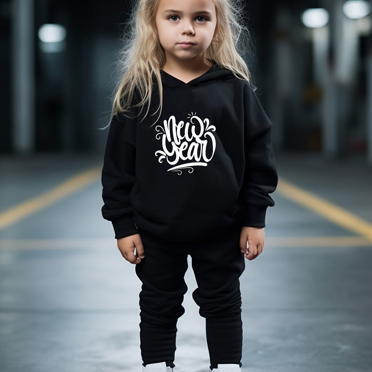Creative YEAR Print Hoodies Pants Set For Girls Boys Spring Fall Sports Gift