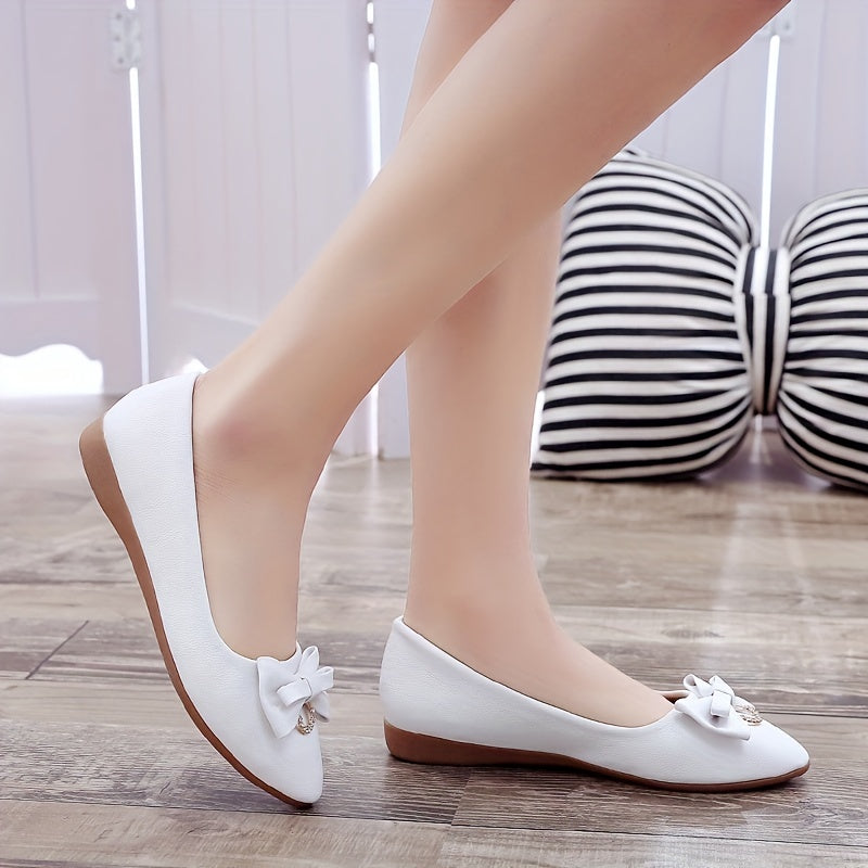 Women's Bow Knot Loafers Pointed Toe Casual Flat Shoes