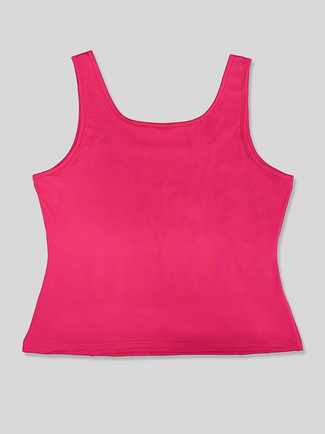  Solid Square Neck Stretch Tank Top