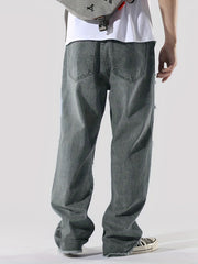 Men's Vintage Ripped Denim Jeans Straight Leg