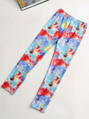 Toddler Girls Rainbow Striped Tie Dye & Elk Snowflake Leggings Set