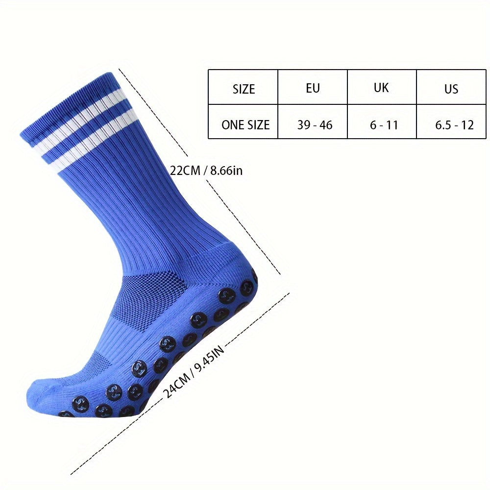 3 Pairs Non Slip Soccer Socks Breathable Sports Crew Socks Grip