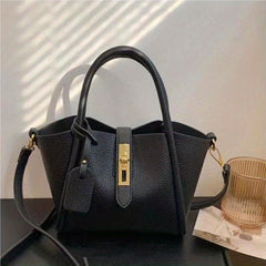 Classic Crossbody Bag Turn Lock Shoulder Bag Solid Minimalist Satchel Bag