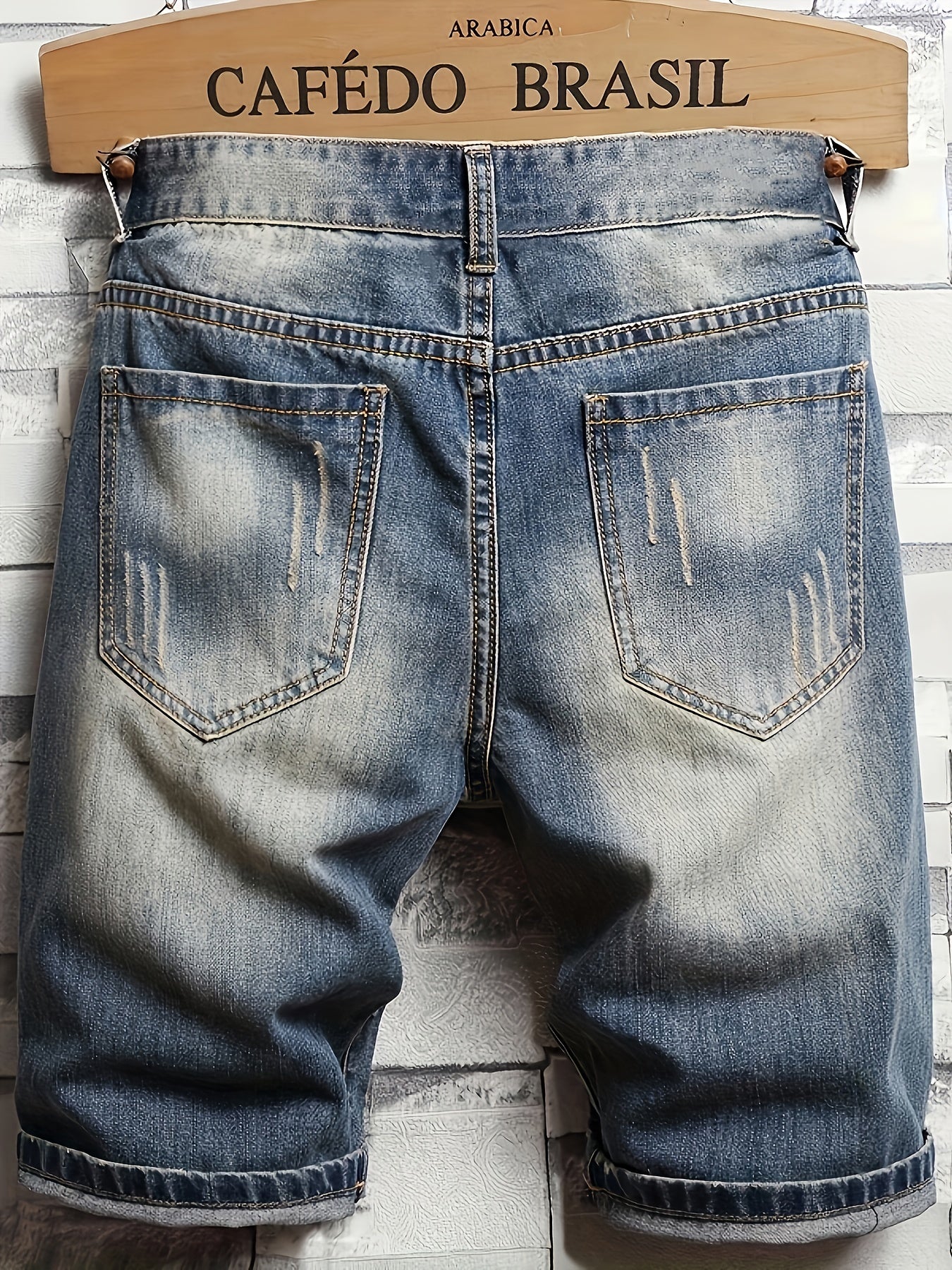 Men's Ripped Denim Shorts Casual Street Style Distressed Washed Denim Summer