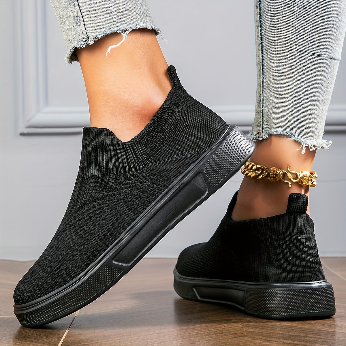 Women's Knit Slip On Sneakers Lightweight Outdoor Shoes