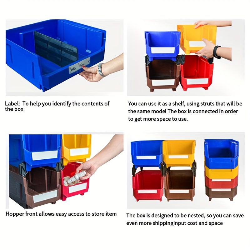 24pcs Stackable Plastic Storage Box Garage Tool Organizer 13.5x10.5x7.5"