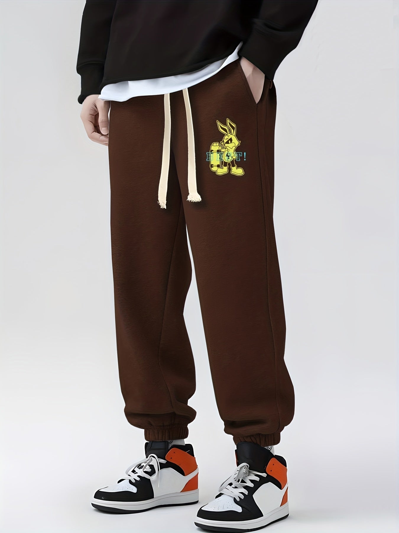 Rabbit Print Drawstring Sweatpants Casual Joggers for Men