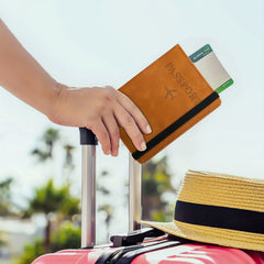2 Pack RFID Blocking Passport Holder Travel Wallet PU Leather