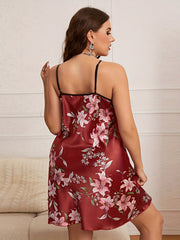  Floral Print V Neck Nightdress