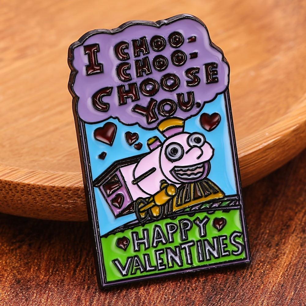 Train Animation Enamel Metal Brooch Accessory