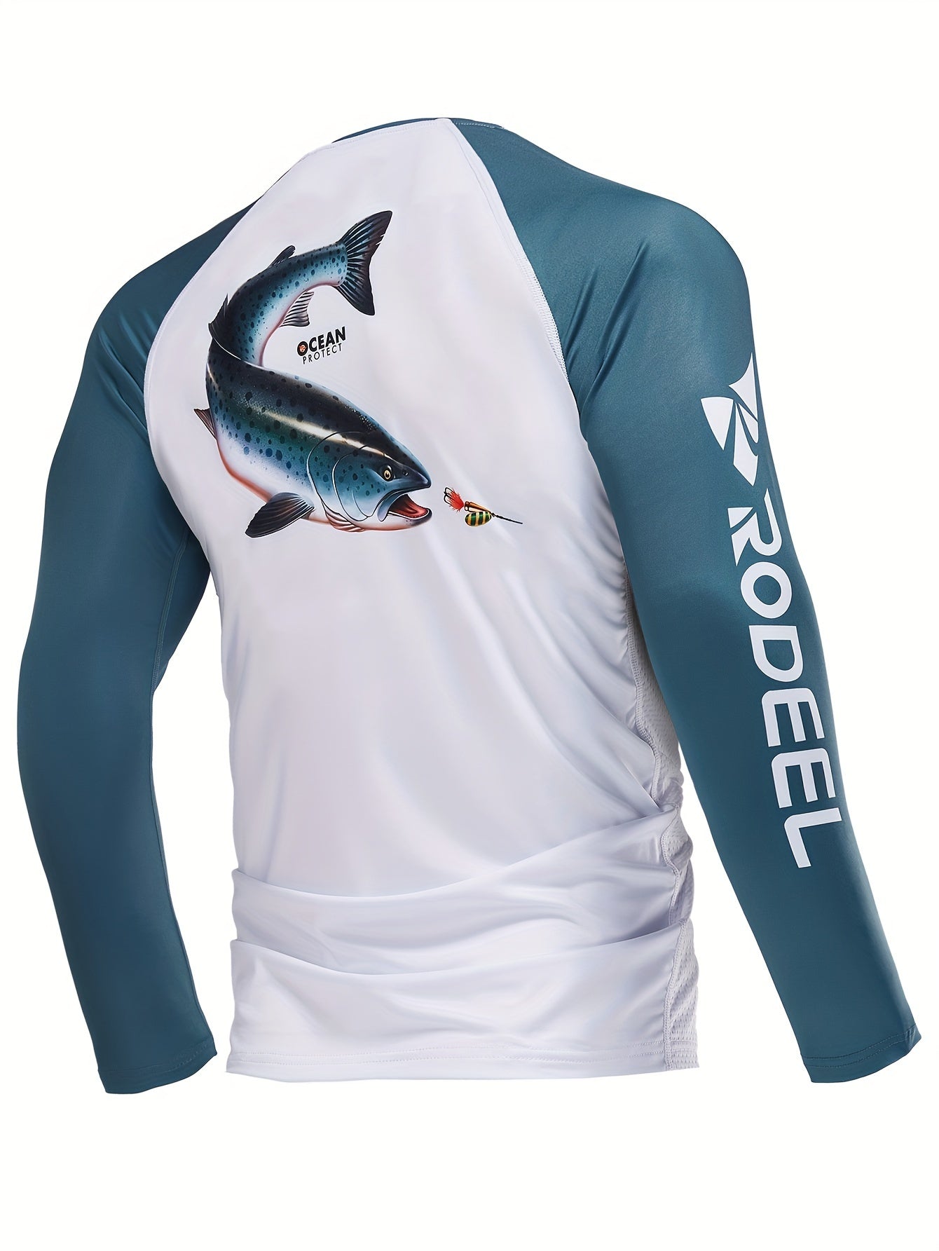 Men's Fish Pattern UPF 50 Sun Protection Hoodie Long Sleeve