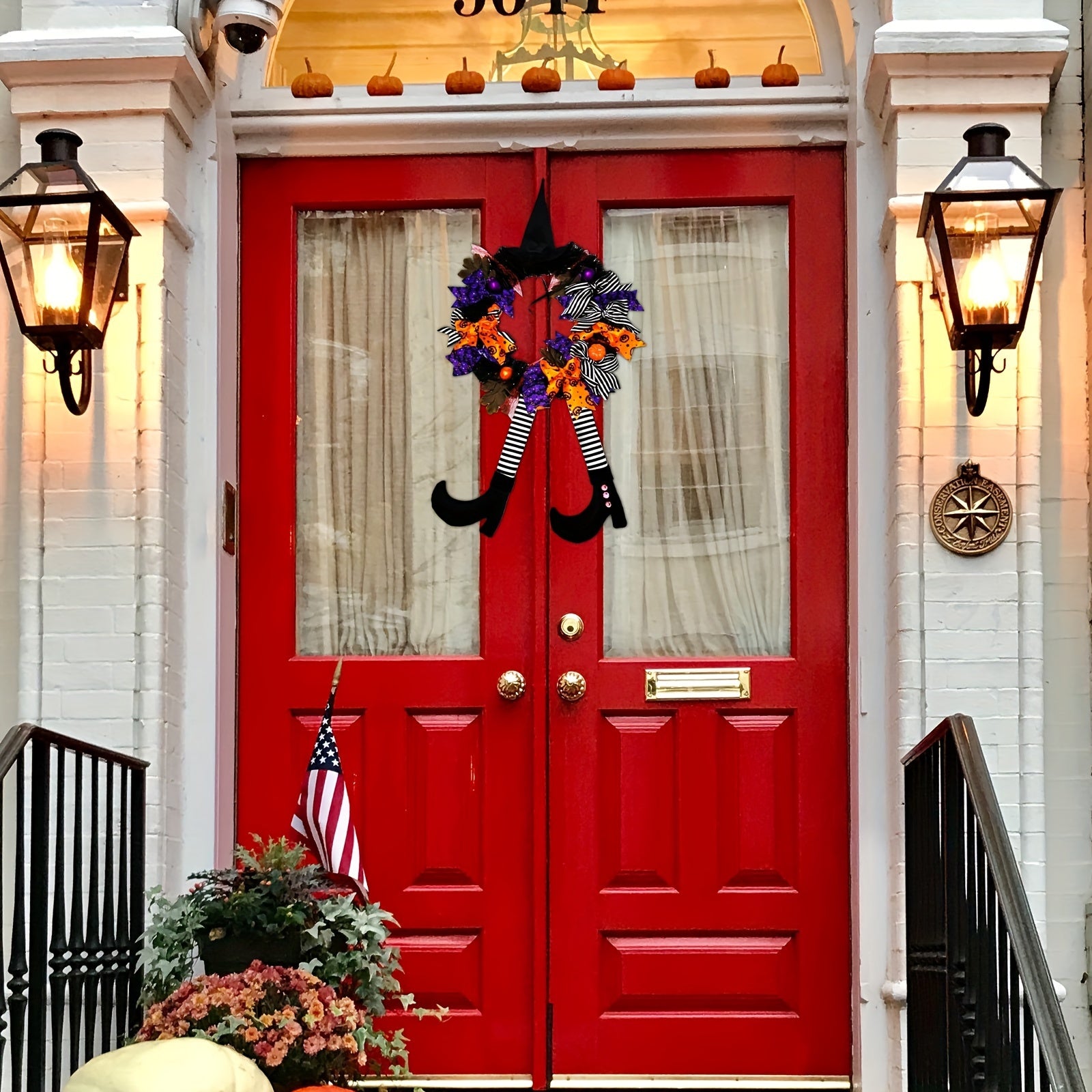 Halloween Wreath Door Hanging Skull Haunted House Decoration Ghost Horror Party