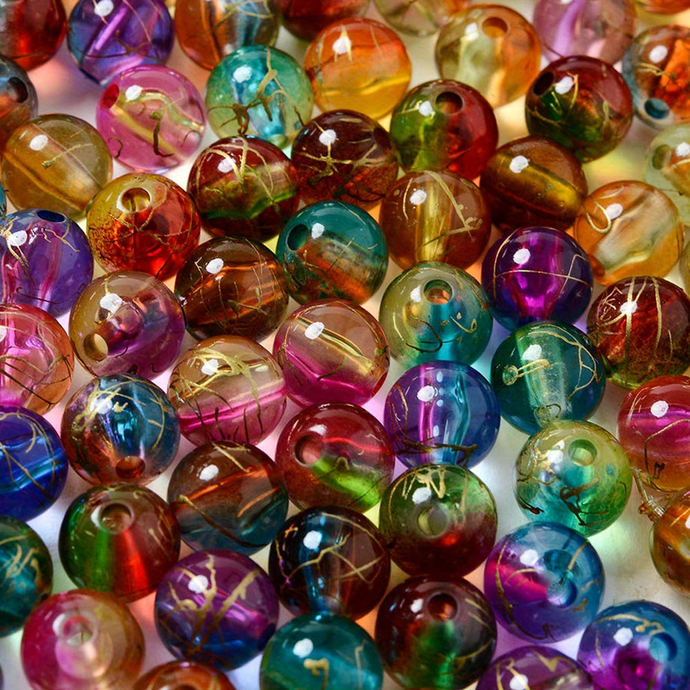50pcs 0.31in Acrylic Stone Beads Glitter Loose Beads for Jewelry Making DIY