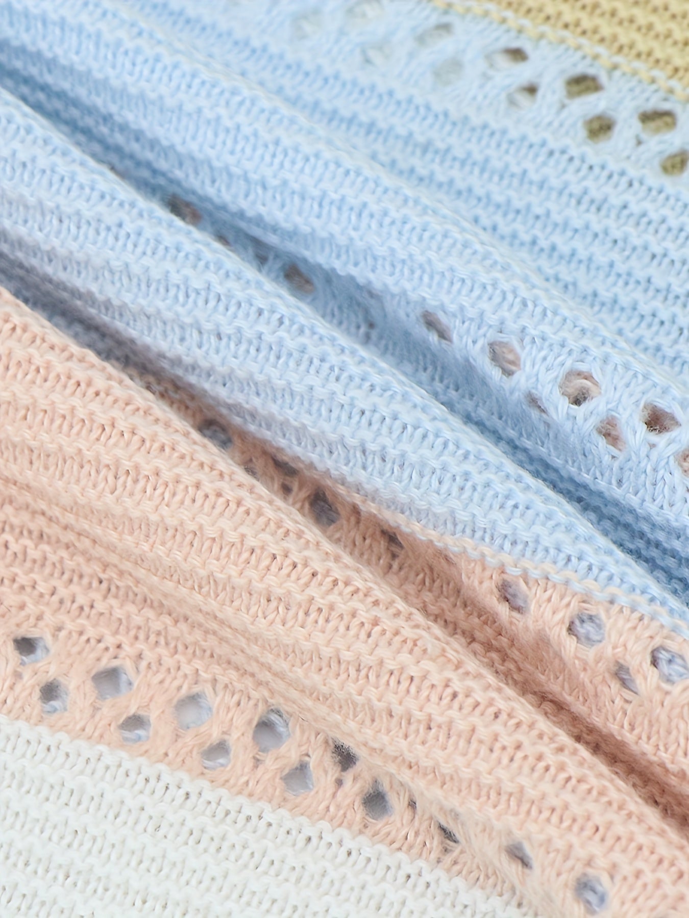  Colorblock Hollow Out Casual Sweater