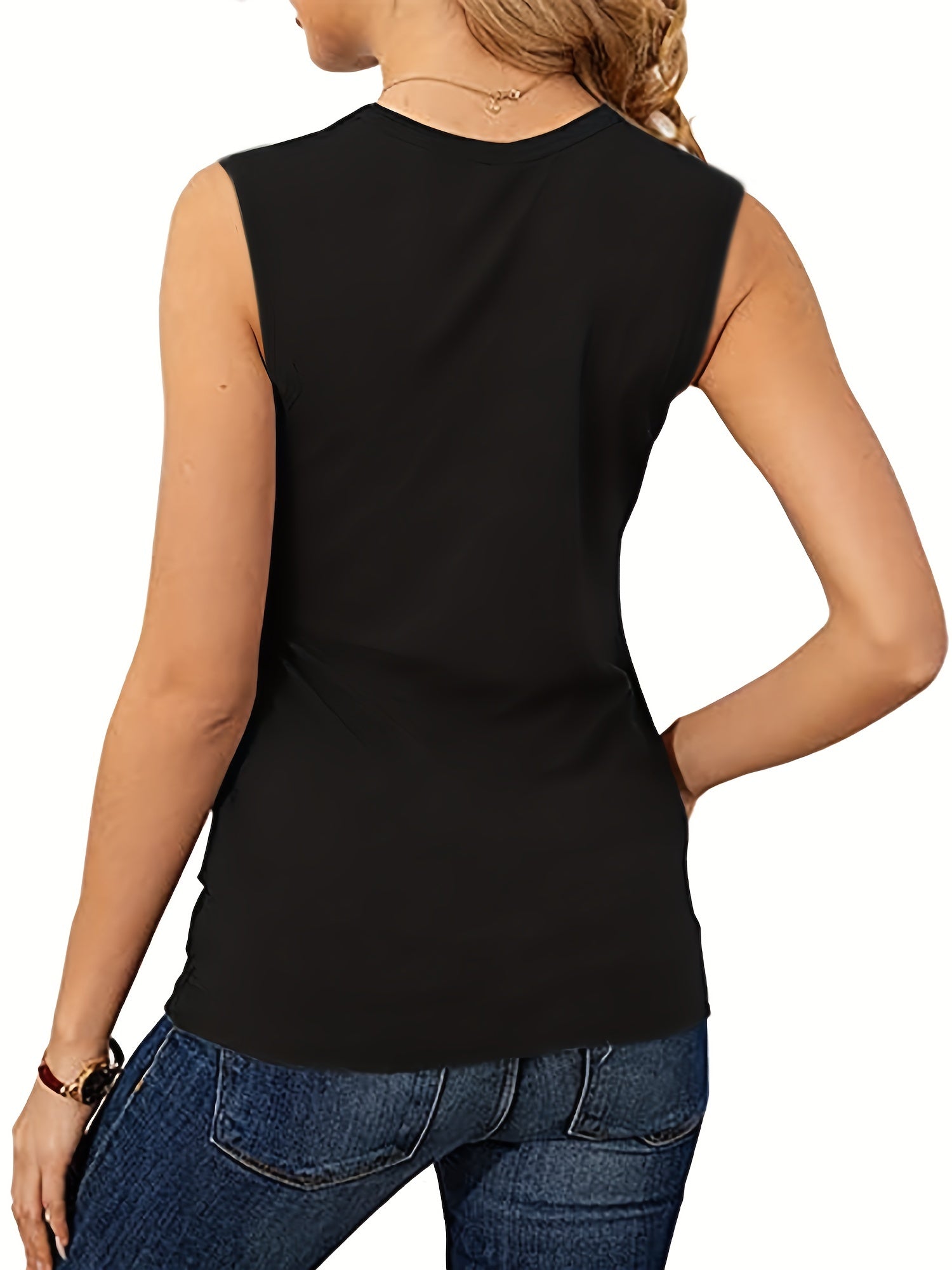 Letter Print Crew Neck Tank Top Sleeveless Summer Casual Women's Clothing