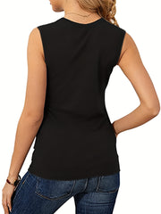 Letter Print Crew Neck Tank Top Sleeveless Summer Casual Women's Clothing