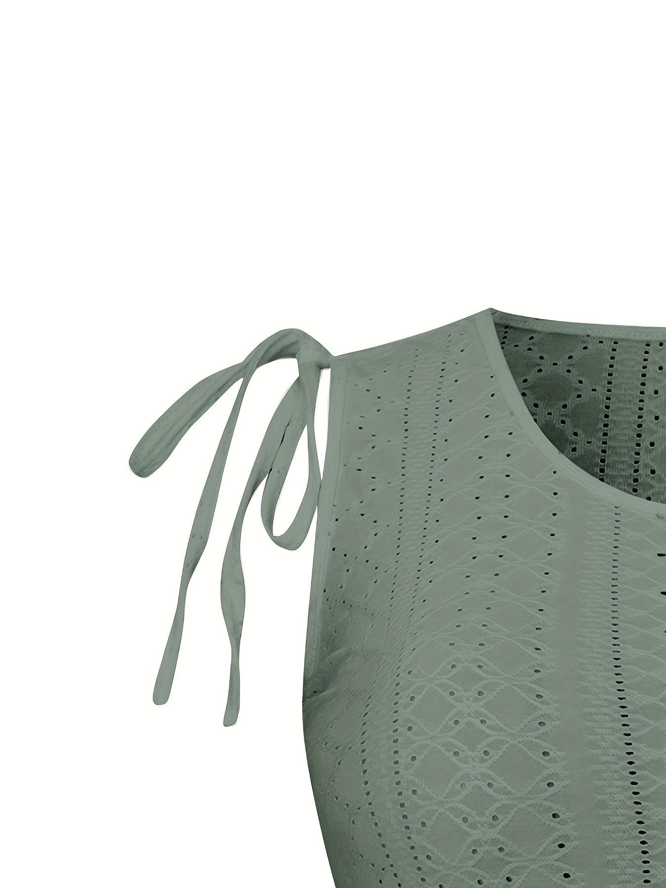  Casual Tank Top Women's Eyelet Embroidered Button Decor
