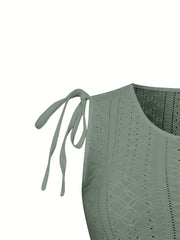  Casual Tank Top Women's Eyelet Embroidered Button Decor