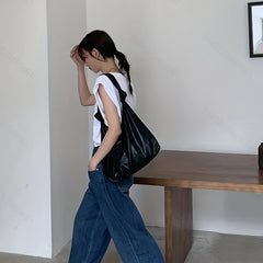 Minimalist Canvas Underarm Bag Large Capacity Women's Shoulder Purse