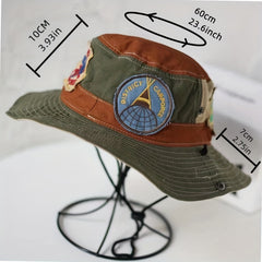 Dark Green Colorblock Bucket Hat Double-sided Sun Hat