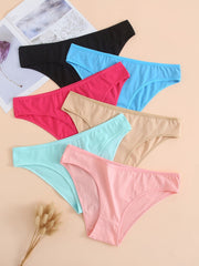 6 Pack Plus Size Basic Panties Set Women's Plus Solid Medium Panties