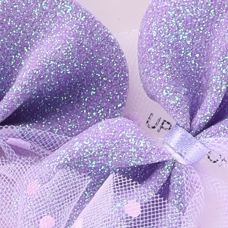 4pcs Mesh Purple Bow Patches Girls Clothing Accessories DIY Hand Sewing