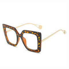 Women's Clear Lens Mod Glasses Metal Temple Anti Light Glasses